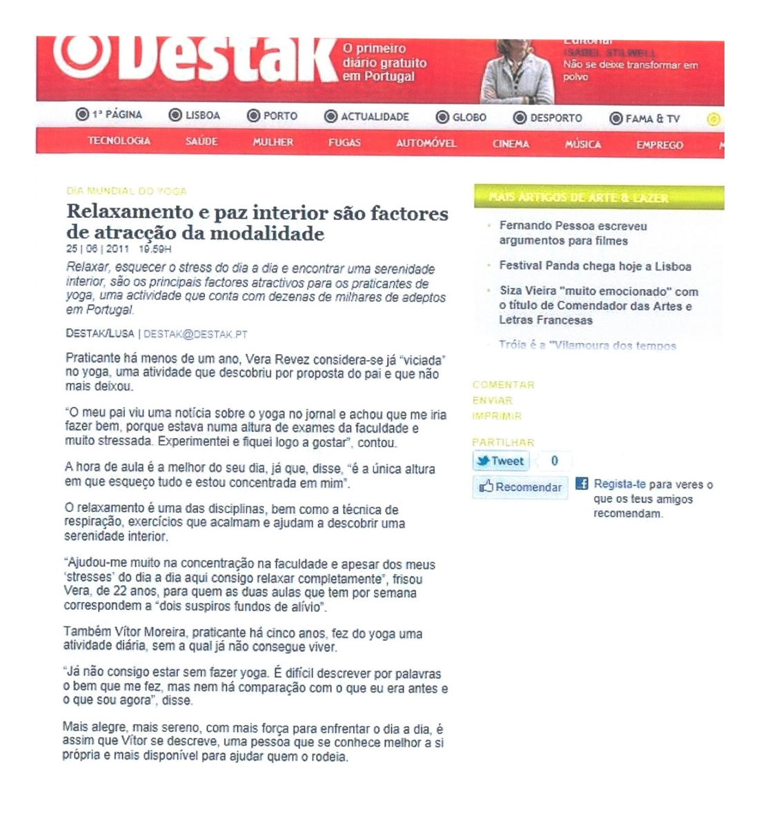 Imprensa - Dia Mundial do yoga 2011