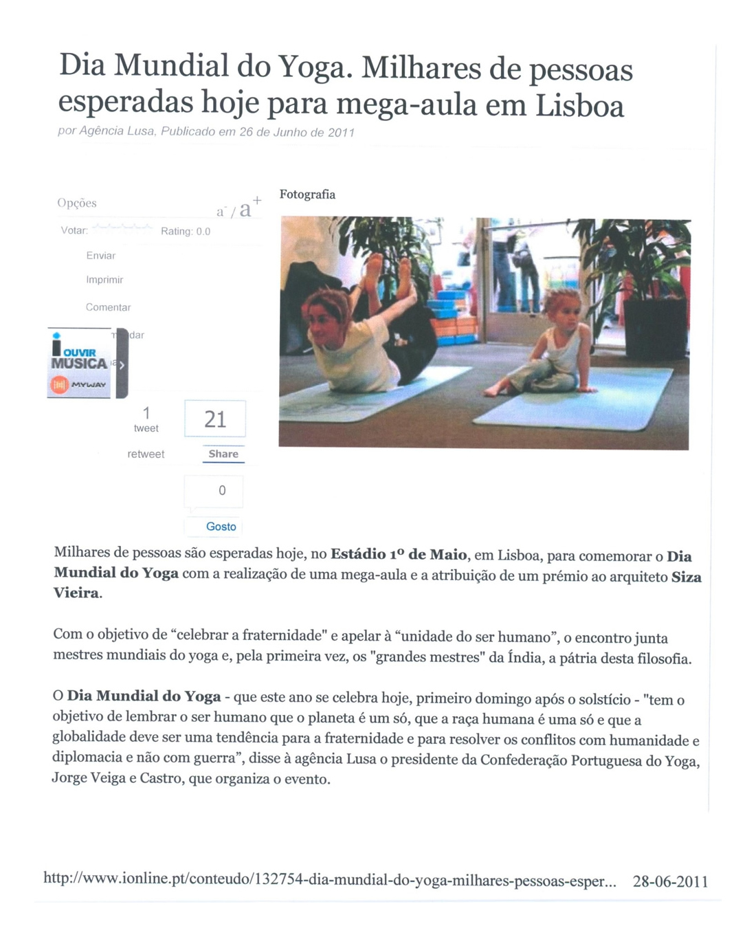 Imprensa - Dia Mundial do yoga 2011