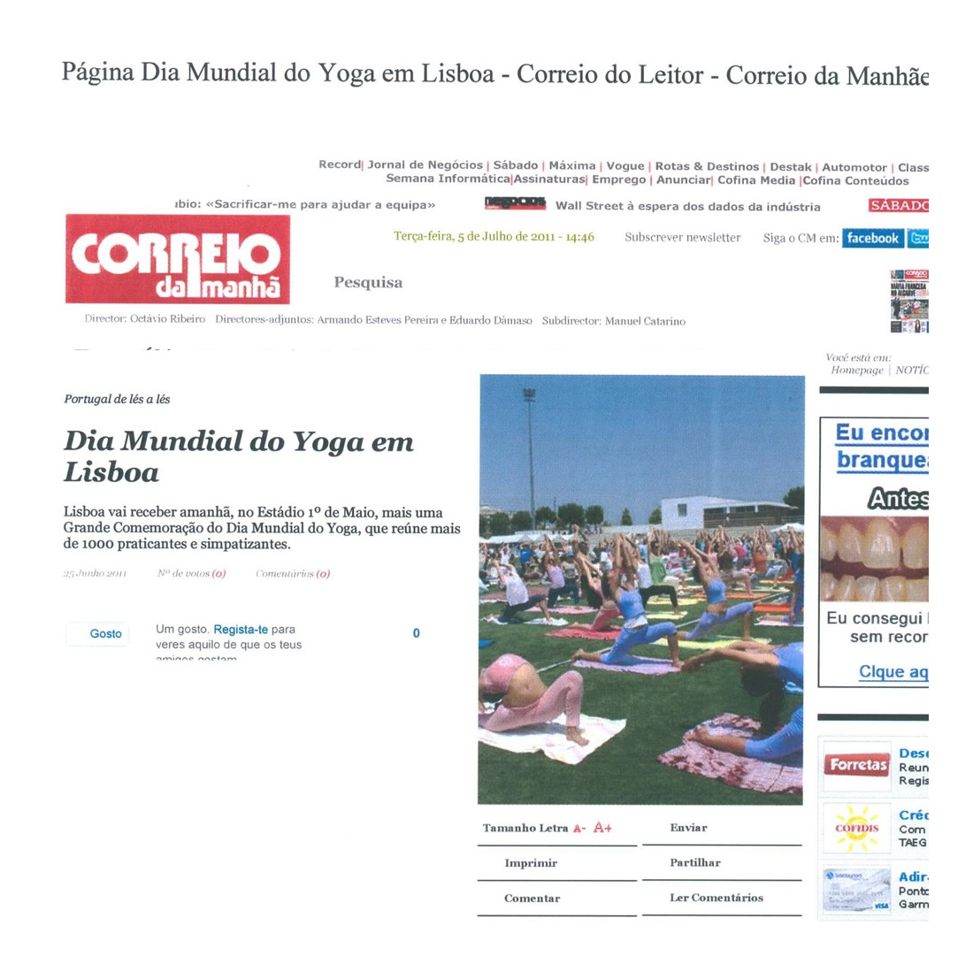 Imprensa - Dia Mundial do yoga 2011