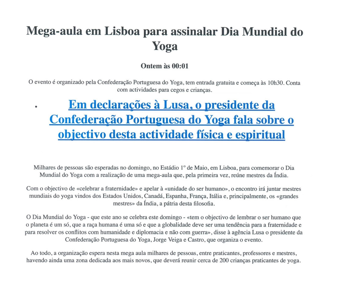 Imprensa - Dia Mundial do yoga 2011