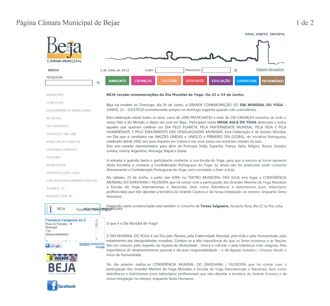 Imprensa - Dia Mundial do yoga 2012