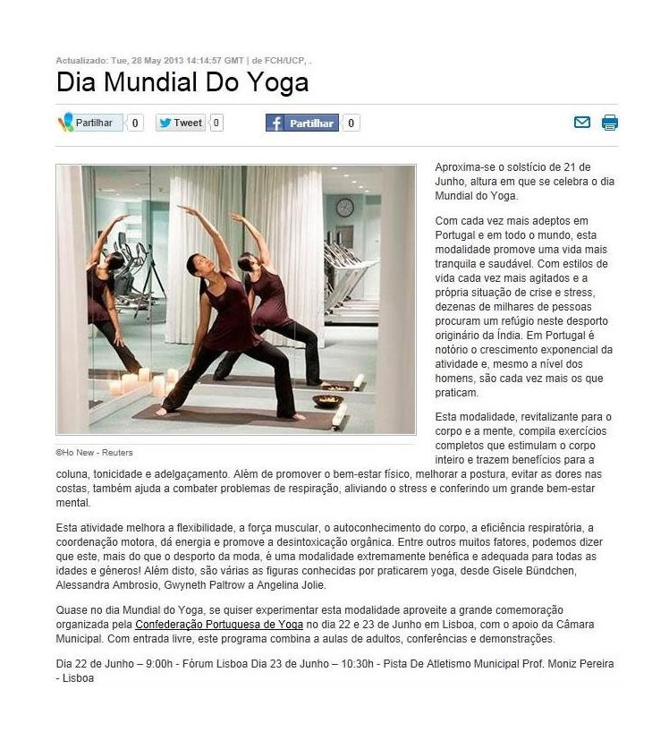 Imprensa - Dia Mundial do yoga 2013