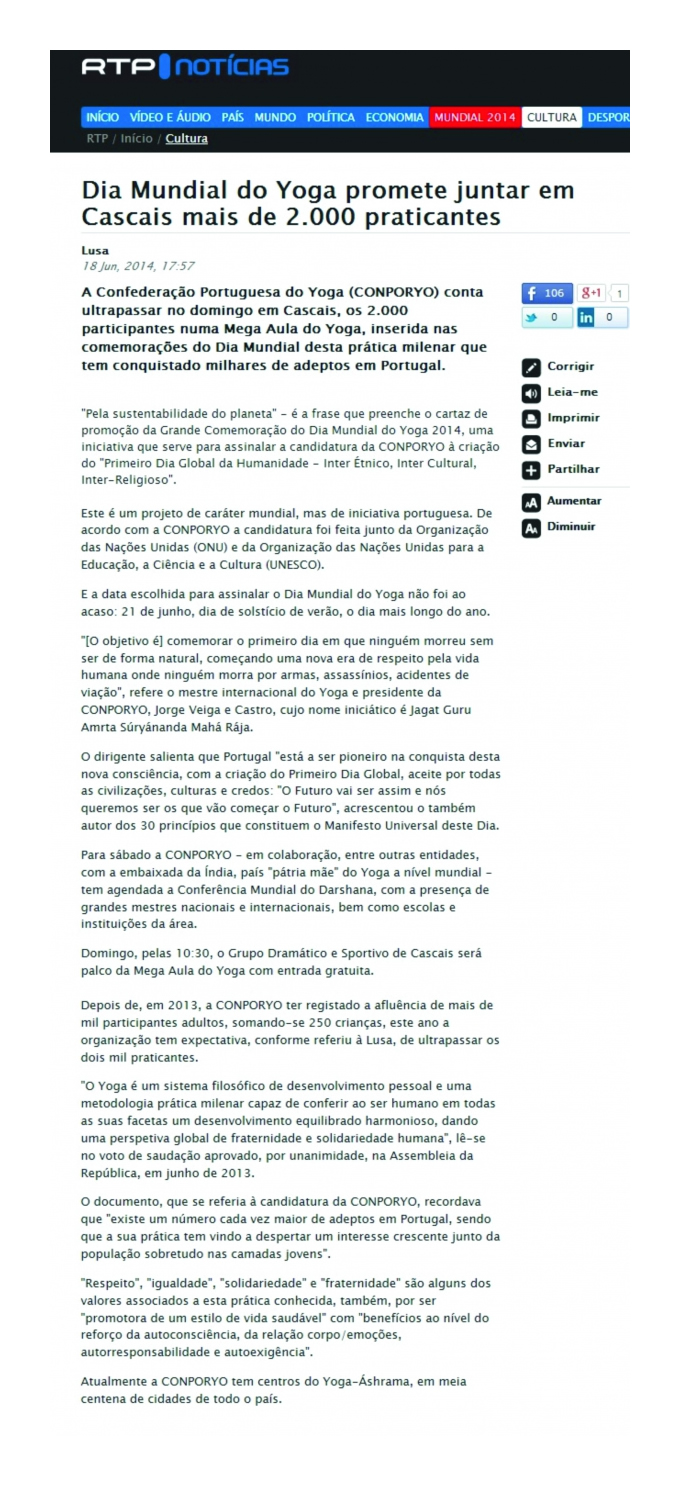 Imprensa - Dia Internacional do Yoga 2014