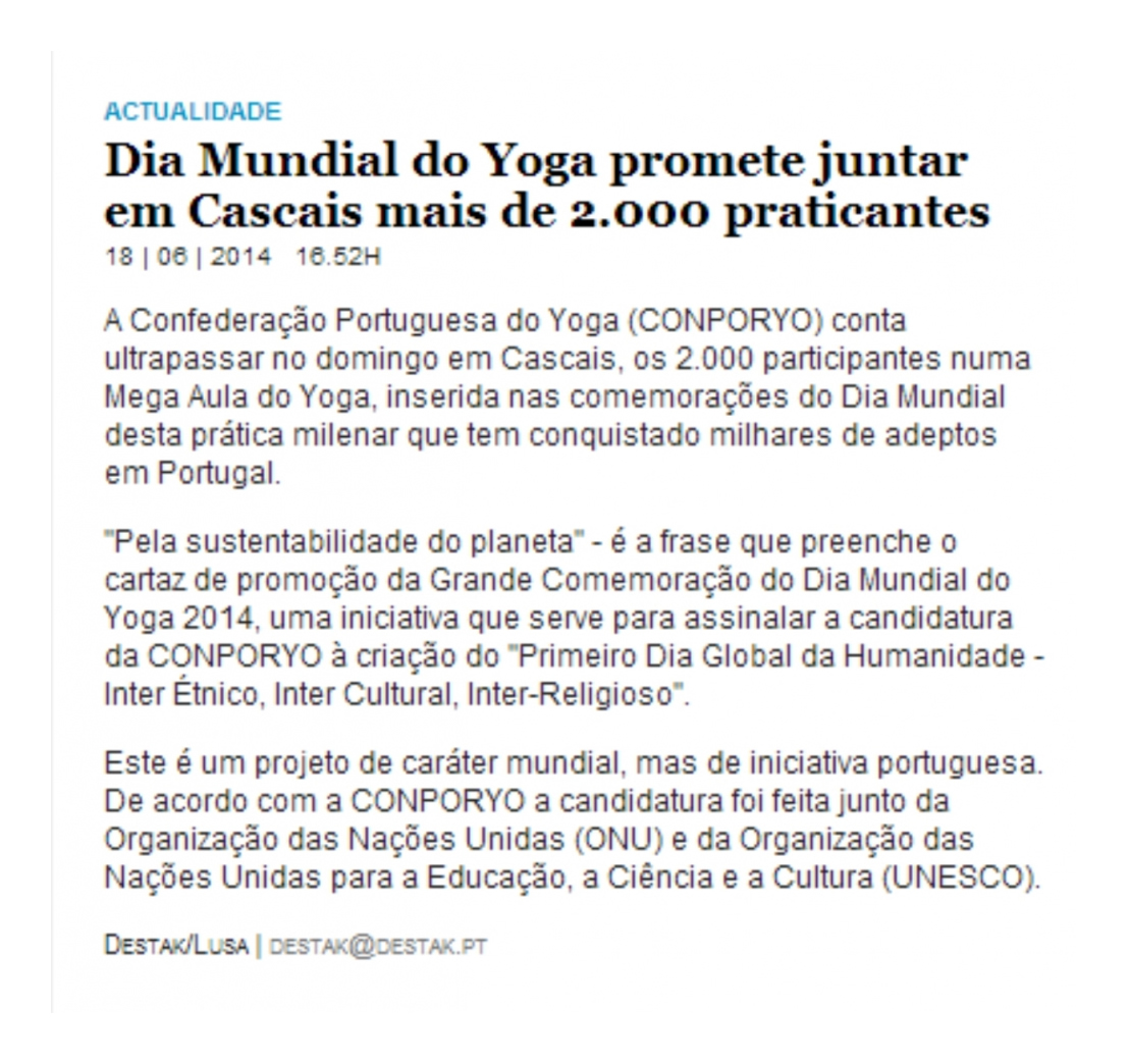 Imprensa - Dia Internacional do Yoga 2014