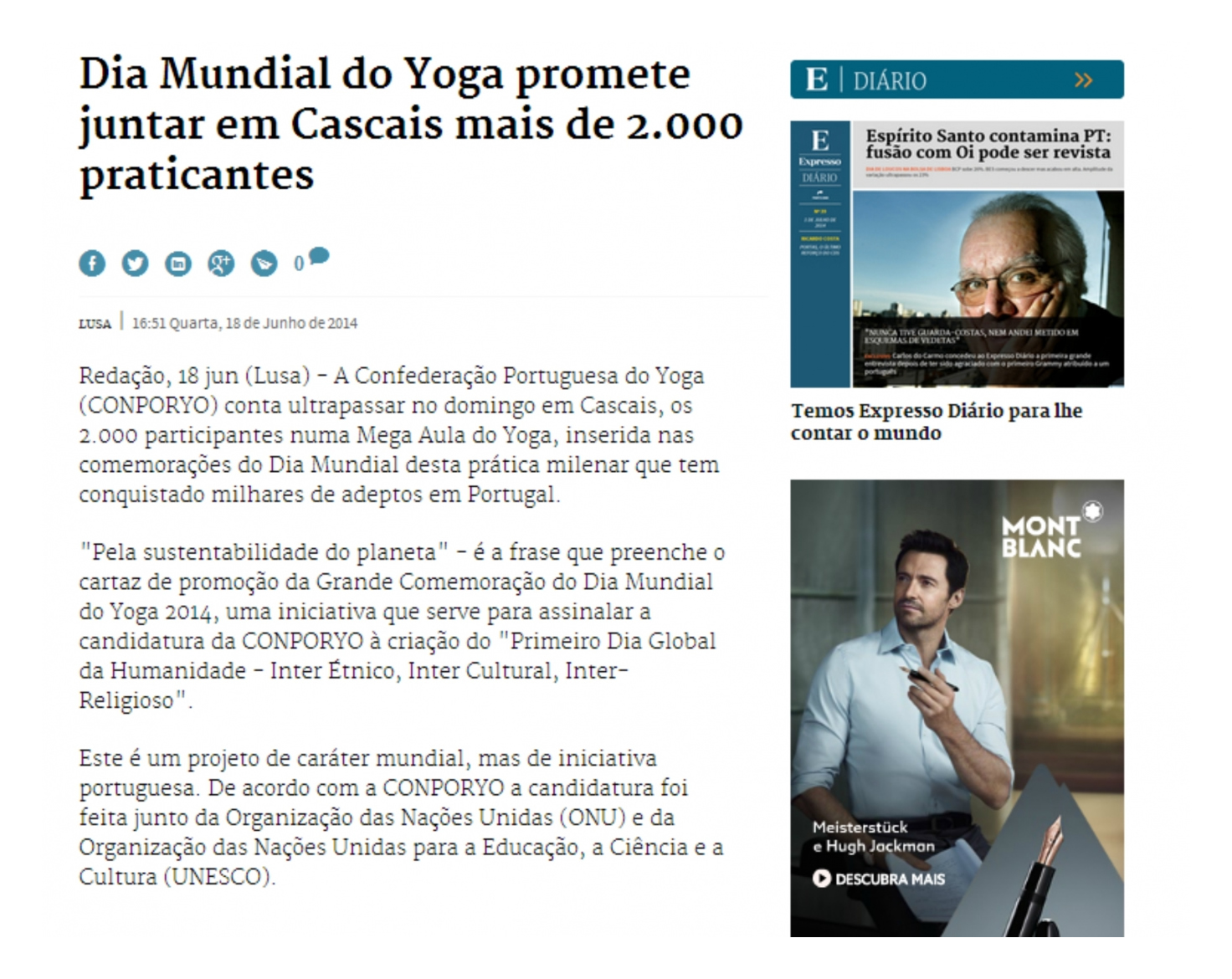 Imprensa - Dia Internacional do Yoga 2014