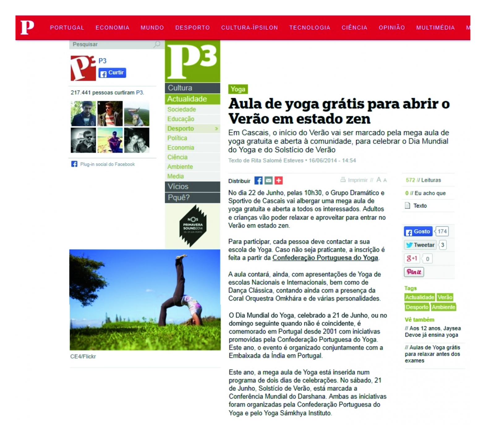 Imprensa - Dia Internacional do Yoga 2014