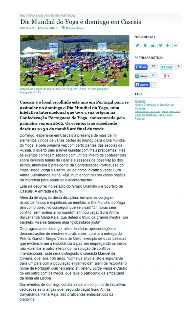 Imprensa - Dia Internacional do Yoga 2014
