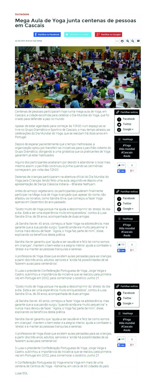Imprensa - Dia Internacional do Yoga 2014