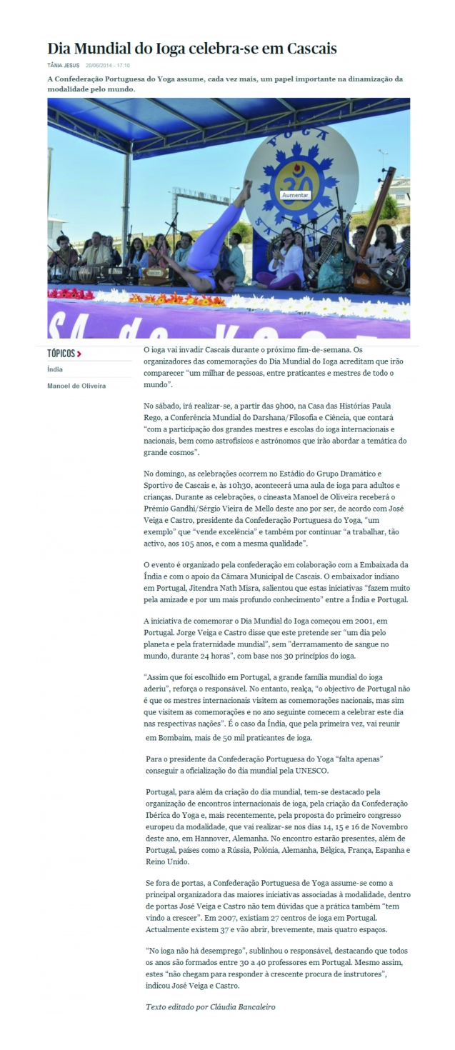 Imprensa - Dia Internacional do Yoga 2014